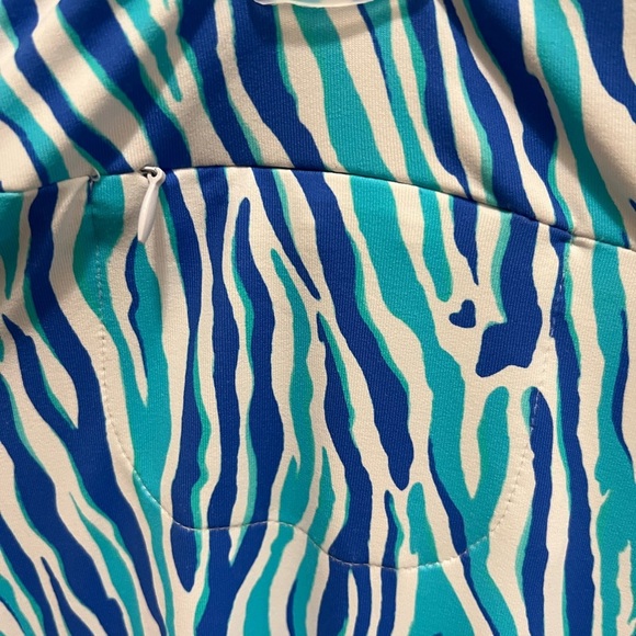 Lulu-B Blue and Green Zebra Print Elastic Waist Stretch Pants sz L - Picture 2 of 8